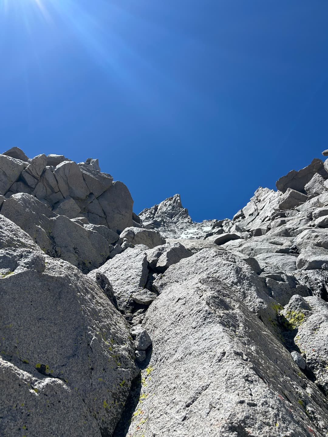 Looking up at a false summit of the west horn