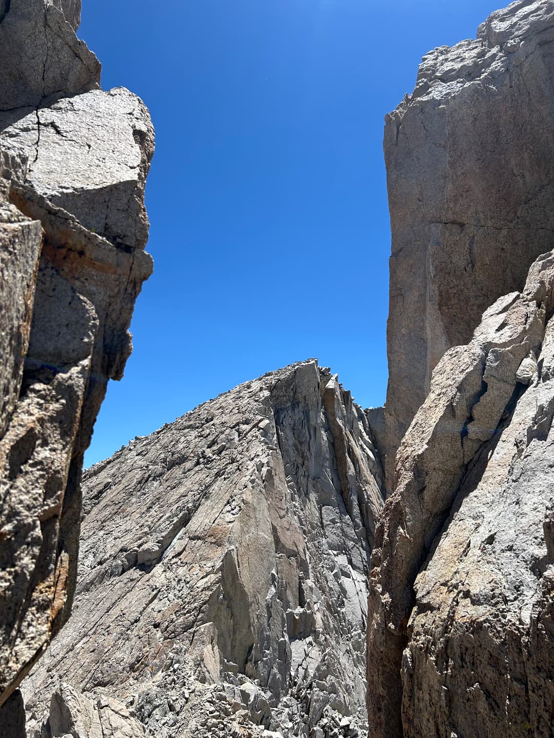 Looking through the notch to the last bit of climbing to the summit plateau